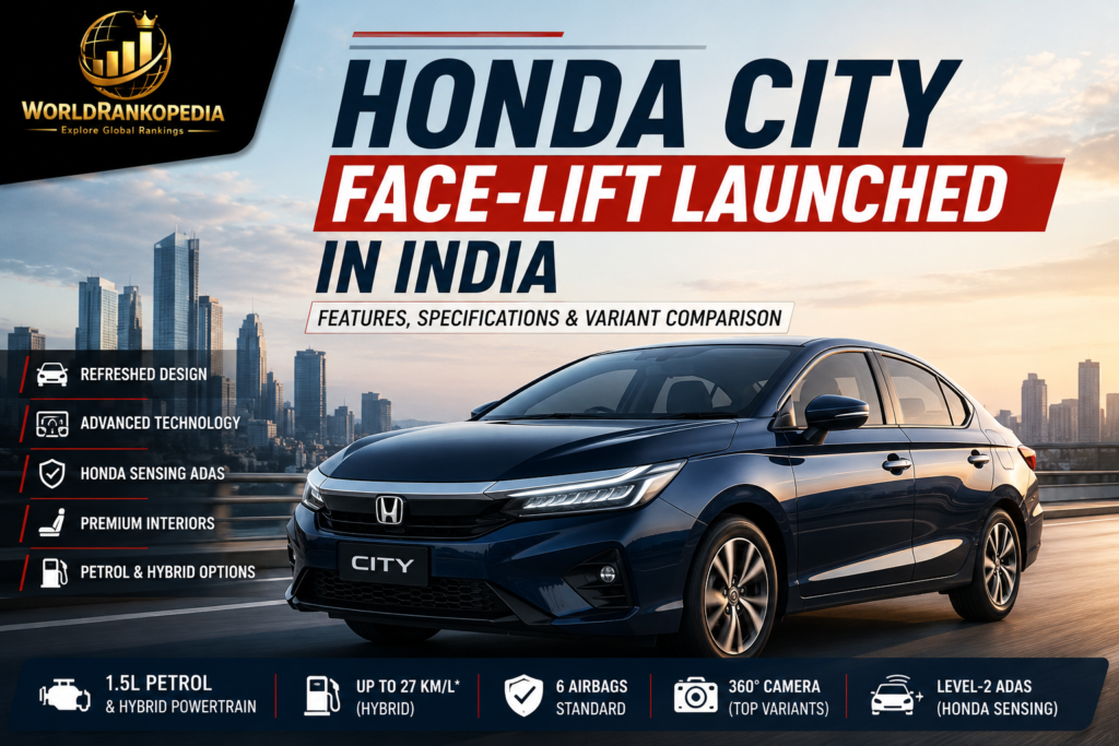 Honda City Facelift Launched in India – Features, Specifications & Variant Differences Honda City Facelift In India
